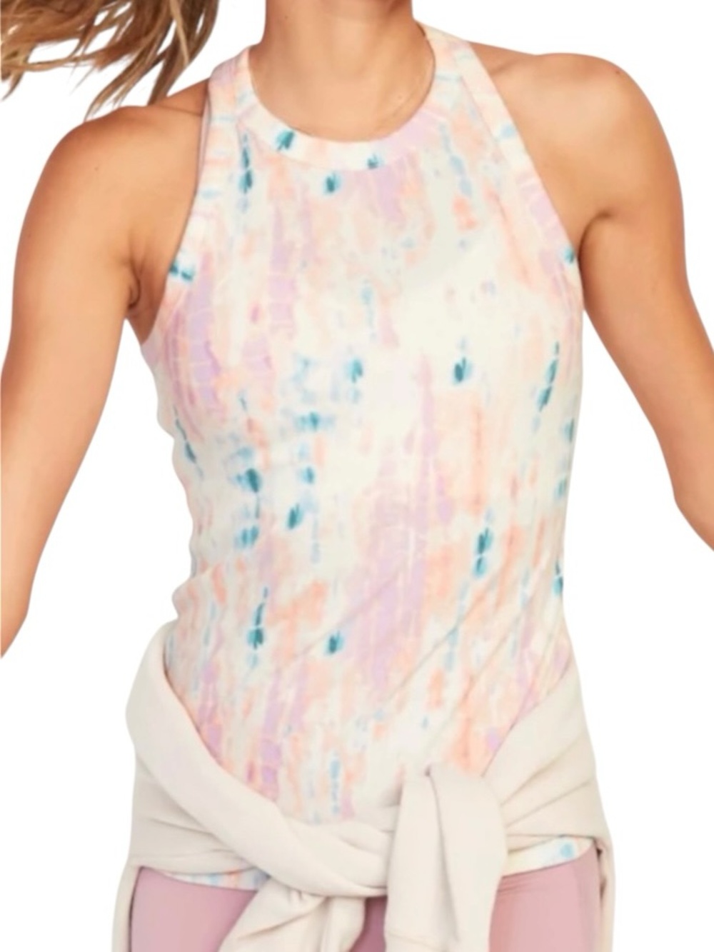 Old Navy Active UltraLite Pastel Tie Dye Ribbed Racerback Tank Top M